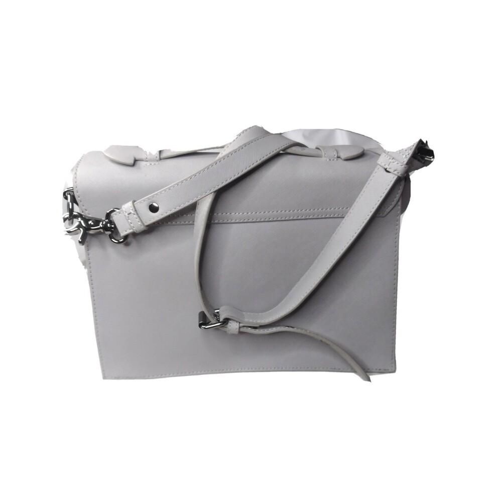Badgley Mischka Messenger Bag Gray Leather Shoulder Bag Medium Size Purse - Picture 2 of 8